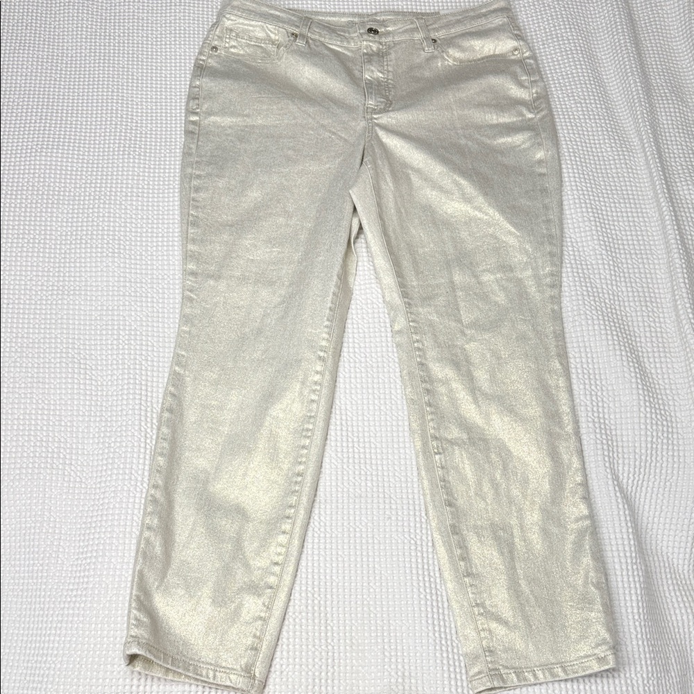 Tommy Bahama Gold Metallic High-Rise Women's Jeans - Size 12